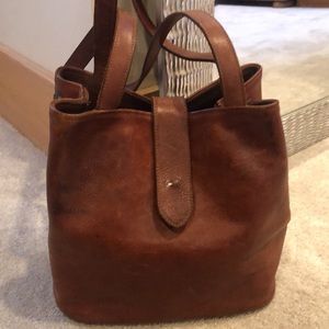VINTAGE ITALIAN LEATHER TOTE RARE 60/70s
